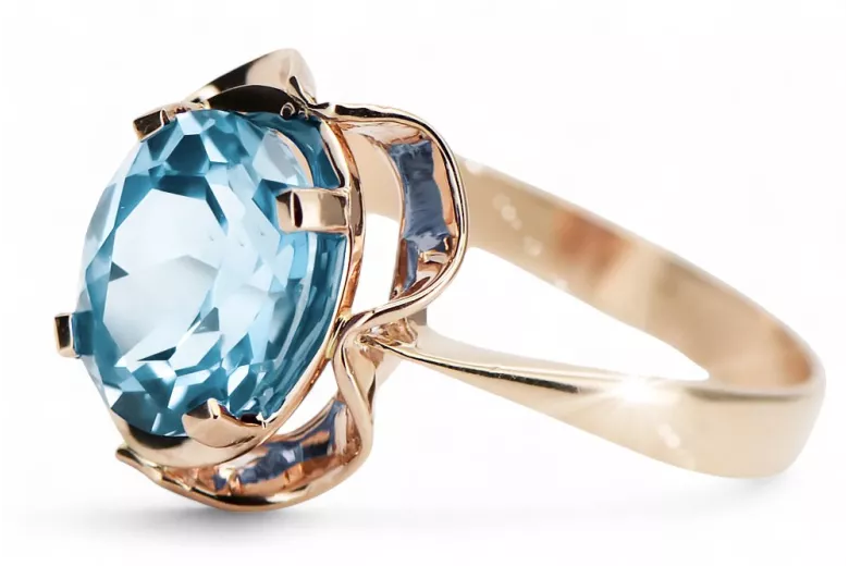Aquamarine Original Vintage 14K Rose Gold Ring Vintage style vrc206r